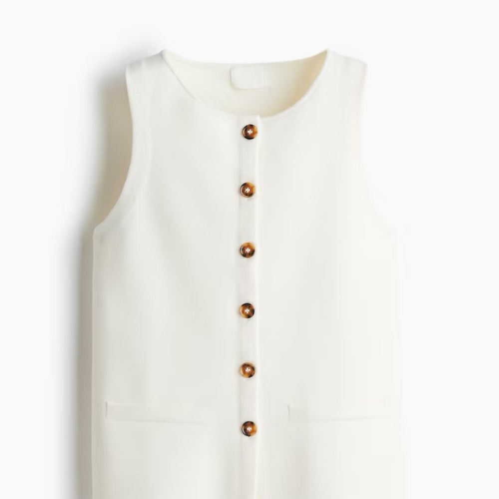 H&M White Button Down Sleeveless Vest Top Brand New